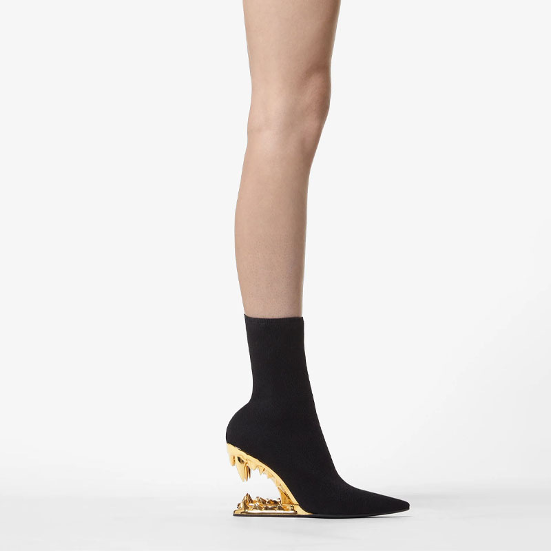 Teeth Shaped Irregular Zipper Designer Boots