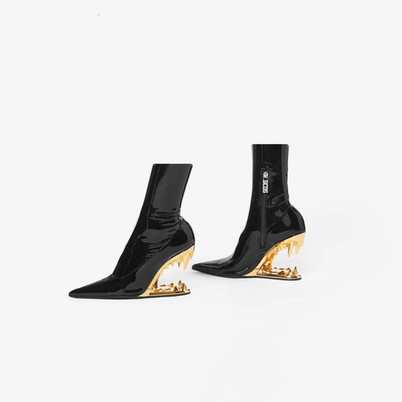 Teeth Shaped Irregular Zipper Designer Boots